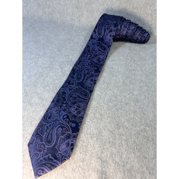 Michael Kors Tie Silk Purple Blue Paisley L:61” W:3” Men's Neck Tie - Picture 3 of 10
